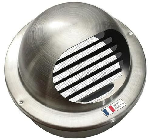 AIROPE Ventilationsgitter i Rostfritt Stål 100 mm med Inbyggt Myggnät, för Luftutflöde, Väderbeständigt, Perfekt för Spriskåpor, Ventilation och Avgassystem