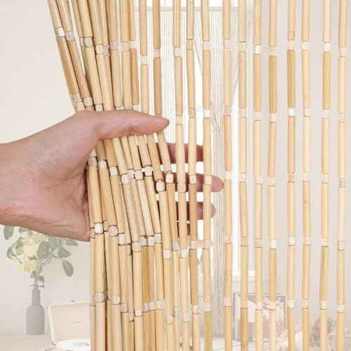 Generisch Bambusvorhang Türvorhang 70x180cm 90x200cm 100x200cm 120x200cm Retro Holzperlenvorhang, Handgefertigte Hängende Perlen-Türjalousien, Für Schlafzimmer Wohnzimmer Balkontür(Natural,100x200cm)