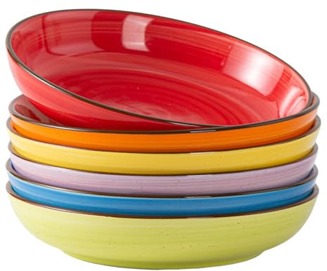 Y YHY Set di 6 Piatti per Pasta, 21,6 x 4,5 cm Piatti Grandi in Porcellana per Insalate, Zuppe, Frutta, Ciotole per Servire, Adatti al Forno a Microonde & Forno & Lavastoviglie - 880 ml, Muti