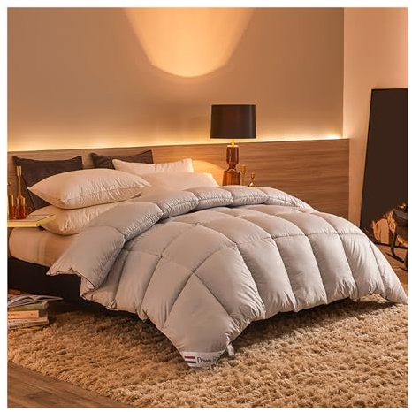 HonunGron Edredón Nórdico, Edredón de Plumas y Plumón, Invierno Colcha Nordico Cama 150/180/200 Edredon De Invierno Cálido y Transpirable Caliente y Cómodo (Gris,150x200cm(3kg))