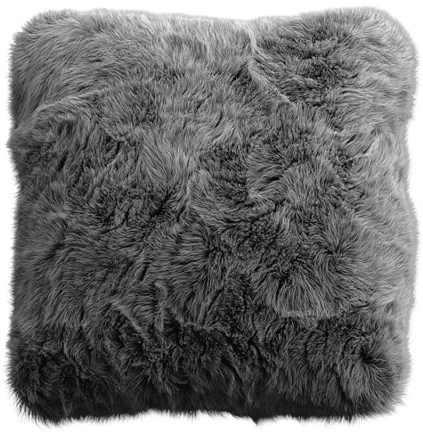 Fellkissen Kissenbezug mit Füllung - Sofakissen, Couchkissen, Kuschelkissen, Dekokissen - Couch Stuhl Sofa Wohnzimmer Schlafzimmer deko modern waschbar - Grau - 45x45cm (Anthrazit)