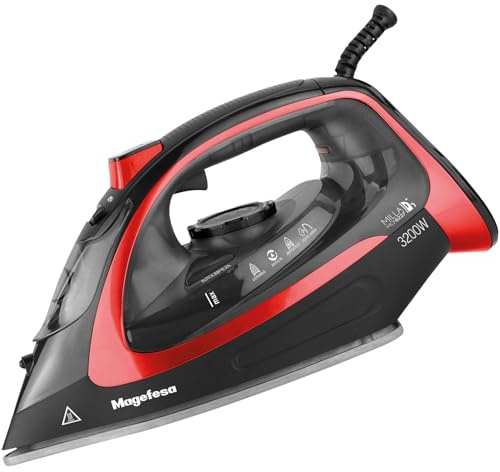 Magefesa Milla Plus - Plancha de Suela Cerámica, 3200W, 300ml, Antigoteo y Antical, Autolimpieza, Planchado en Seco y en Vapor, Planchado Vertical
