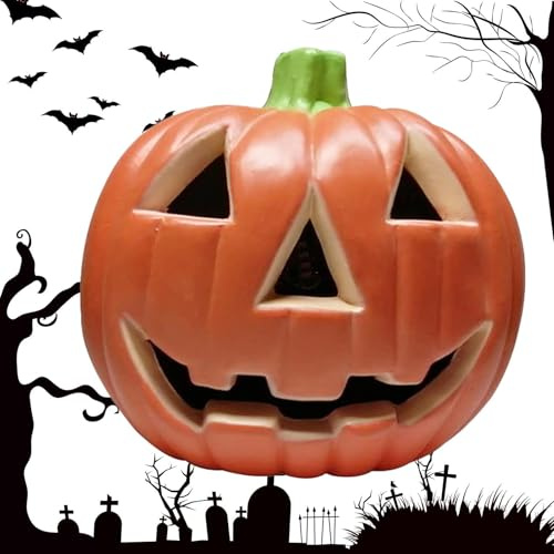 Lanterna di zucca grande,Grande lampada per viso a forma di zucca di Halloween per interni alimentata a batteria - Decorazioni per la casa di Halloween per soggiorno, tavolo, camera da