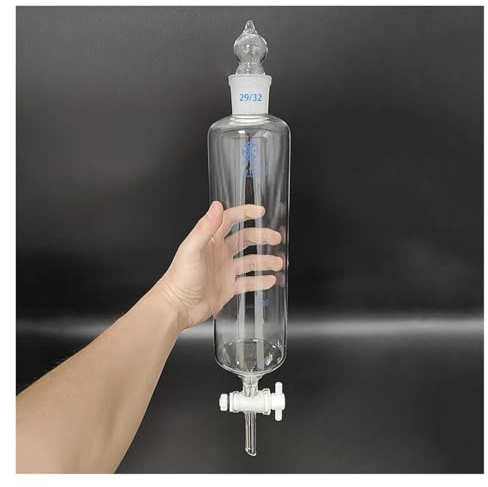 WKEWANG Imbuto separatore con valvola di commutazione in PTFE, 250 ml, 500 ml, 1000 ml, 2000 ml, Bocca smerigliata Standard 29/32, Forma cilindrica con segni di spunta(250mL)