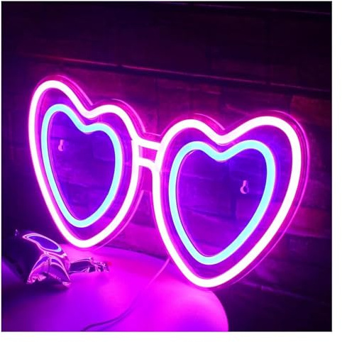 Neonlampa Stämningslampa Skylt Neon Solglasögon Väggbonad Akryl Klubb Restaurang Butik