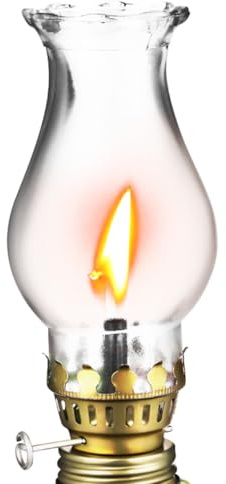 OSALADI Abat-Jour En Verre Transparent Pour Lampe À Huile Vintage Avec Brûleur Stable Kit De Remplacement Abat-Jour Cylindrique Pour Lampe À Pétrole Intérieur Décoration
