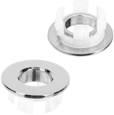 2 Sink Overflow Ring, Sink Overflow Covers, Hollow Basin Rings, 30mm Outer Diameter, 10mm Height, for Bathroom Kitchen Sinks, 22-24mm Hole, Easy Fit Replacement