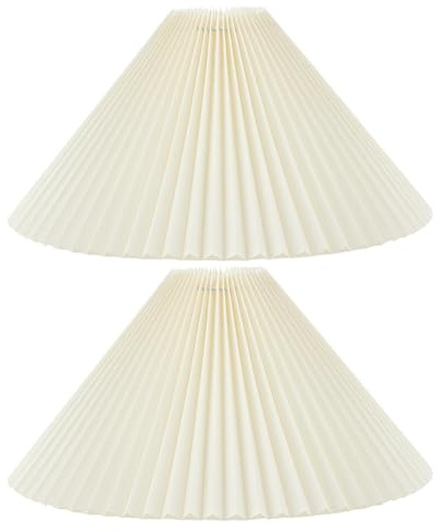 ORIGACH 2 Stück Plissierter Lampenschirm Für Bogen/Tisch/Stehlampen Ersatzschirm Mit Metallrahmen 8.5cm Oberteil × 40cm Unterteile × 25cmHöhe Beige