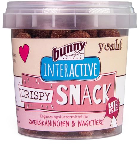 Bunny Crispy Snack Remolacha | 45 g | Alimento complementario para Conejos y roedores Enanos | El Aperitivo de recompensa roedores | Solo 3 Ingredientes | Se Puede Volver a sellar