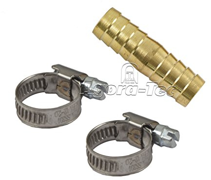Agora di Tec® Ottone Connettore tubo Set di 1/2 pollici incluso 2 pezzi 1/2 pollici in acciaio inox fascette (W4) per 1/2 pollici (12,7 mm) Tubo da giardino