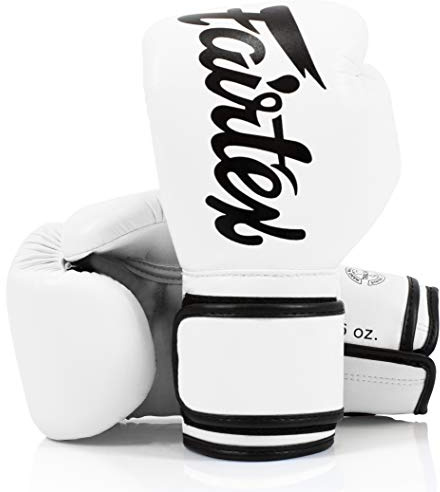 Guantoni da Boxe Fairtex BGV14 Muay Thai in Microfibra per Uomini, Donne, Bambini | Guanti MMA| Guantoni da Boxe di Qualità Premium, Leggeri e Assorbenti agli Urti(16oz/Bianco)