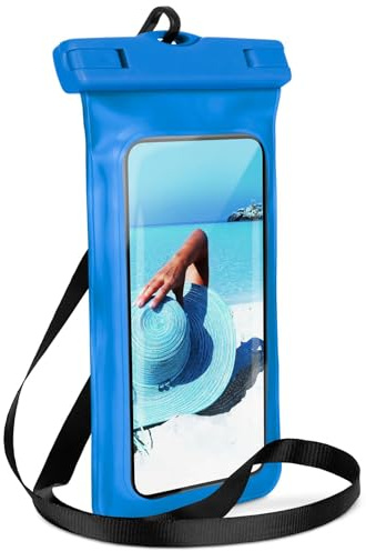 ONEFLOW wasserdichte Handy-Hülle für Samsung Galaxy, Apple iPhone, Huawei, Sony, usw. | Touch- & Kamera-Fenster + Armband und Schlaufe zum Umhängen, Blau (Aqua-Blue)