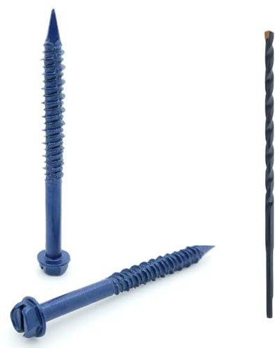 BCP Fasteners 1/4 x 2-3/4 Hex Head Concrete Screw Anchor with Drill Bit for Anchoring to Masonry, Block or Brick (100 per Box) (BCP501)