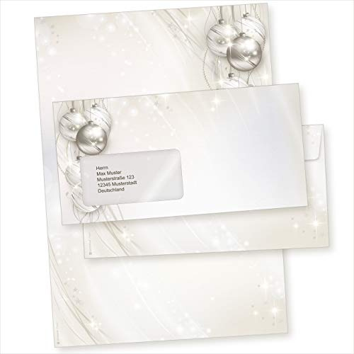 ELEGANCE 100 Sets Weihnachtsbriefpapier | Fensterumschlag Briefpapier Weihnachten mit Umschlag mit Fenster DIN A4 für Laser- und Inkjetdrucker geeignet