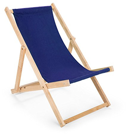 Sdraio pieghevole in legno da giardino, sedia da spiaggia, lettino prendisole, fino a 120 kg, colore Blu
