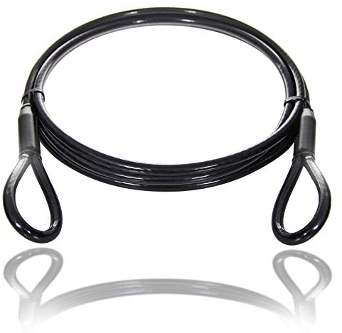 Drahtseile24 Cable de bucle negro, cable de acero revestido con ojales – Dispositivo antirrobo para muebles de jardín y bicicleta | Grosor: 4 mm (3 en 4) | Longitud: 1 m