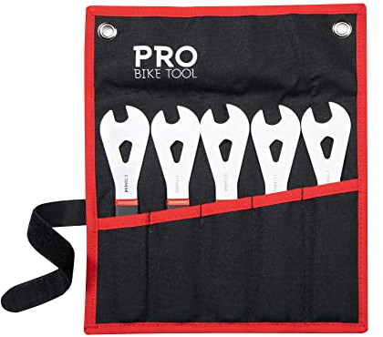 PRO BIKE TOOL Cone Wrench Set - 5 Piece Wrench Set with Storage Bag - Remove Wheel Bearings with Ease - 13, 14, 15, 16 and 17 mm Cone Wrench - High Tensile Medium Carbon Steel with Chrome Plating