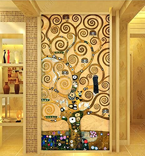 YANCONG Adesivi Porte Interne Klimt Albero della Vita 3D per Decorazione Parete Soggiorno Cucina Camera da Letto Bagno Carta da Parati 88X200Cm