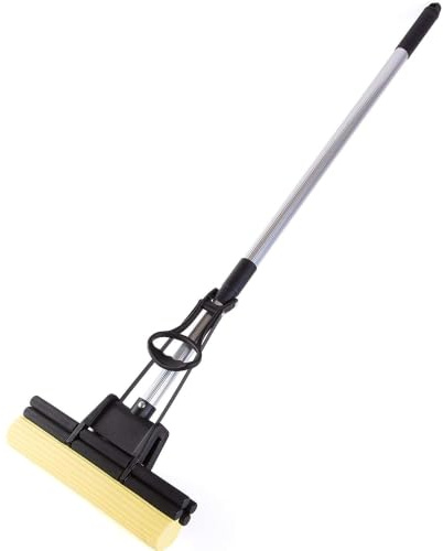 DID PVA Sponge Mop, 27cm Wide Floor Cleaning Mop with Extendable 119cm Handle, Absorbent Sponge Head for Smooth Surfaces, Wringer Action Mop for Home, Kitchen and Commercial Cleaning Tasks Daily Usage