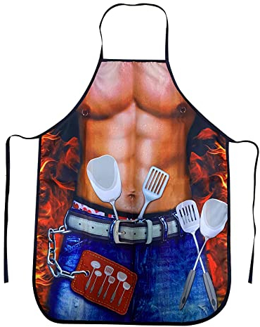 Cosysparks Kochschürze Männer Sexy, Lustige Grillschürze für Küche, BBQ Party - Erwachsene Schürze Geschenk (Stil 1)