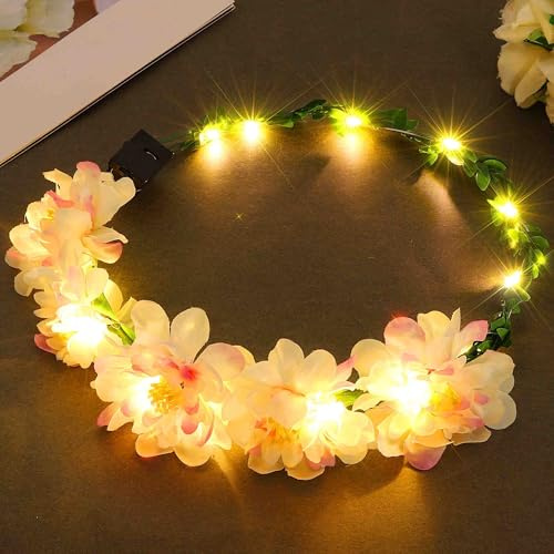 Fashband LED-Blumenkronen-Stirnband, leuchtender Kranz, Stirnbänder, Brautparty, Festival, Haarschmuck für Frauen
