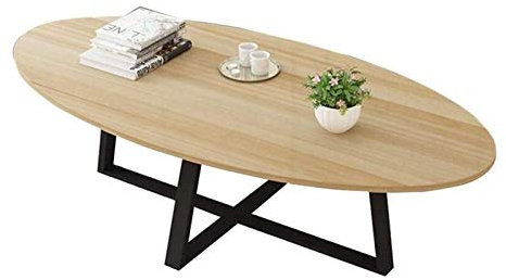 GArcan Table Basse Nordique en Bois Massif, Petit Appartement Ovale canapé Table d'appoint Maison Salon Chambre Balcon Table de négociation, Longueur 39,4, Noyer Clair