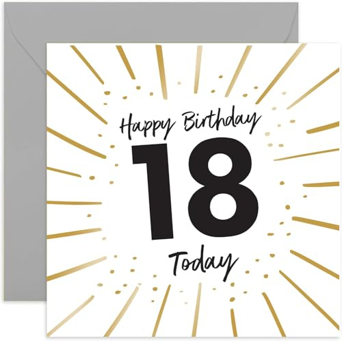 Old English Co. Geburtstagskarte zum 18. Geburtstag für Mann oder Frau – Goldfolien-Konfetti, stilvolle Geburtstagskarte für Sie oder Ihn, glänzende Geburtstagskarte zum 18. Geburtstag für Sohn,