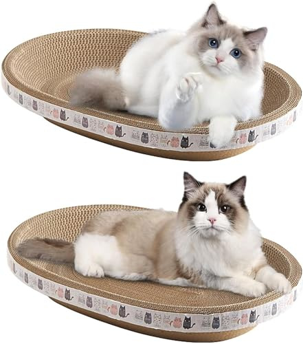 Katzenkratzer aus Pappe, 1/2 kratzpappe rund für Katzen, Gewellte Kratzunterlage Katze, ovales katzenkratzbretter schüssel Nest, Katzenkratzer Karton, kratzpappe Katze katzenkratzbretter Katzen