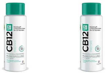 CB12 Mundspülung Mild: Mundwasser mit Zinkacetat & Chlorhexidin, gegen schlechten Atem & Mundgeruch für 12 Stunden, milder Geschmack, 250 ml (Packung mit 2)