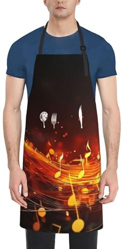 Dwrepo Kochschürze mit roter Flamme, wasserdicht, verstellbar, leichte Arbeitsschürze für Damen und Herren, Schwarz, Einheitsgröße, Schwarz, EinheitsgröÃŸe