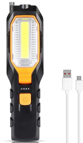 Arbeitsleuchte, Wiederaufladbar, LED-COB-Arbeitsleuchte mit Magnetischem Haken, USB, Verstellbare LED-Arbeitslampe, Arbeitstaschenlampe für Reparaturen