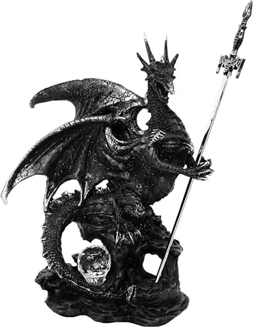 Schwarzer Drache als Brieföffner - Drachenfigur, Schwert, Fantasy