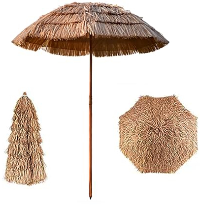 Parasol de Jardin Exterieur Simulation de Parasol en Chaume Parasol de Plage en Paille de Riz Pliable Idéal pour Jardin Balcon Plage Terrasse(Size:160CM)