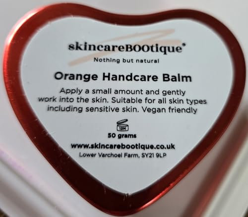 Geranium Hand Balm in red heart tin made using natural organic jojoba oil, geranium essential oil (One Size, Orange)