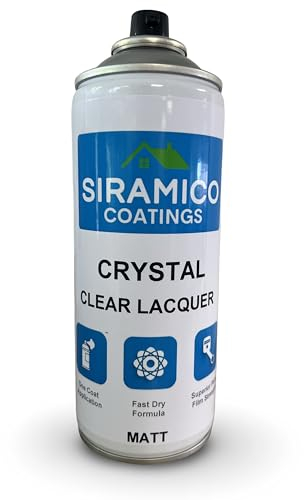 SIRAMICO COATINGS Crystal Clear Lacquer | 400ml - Clear | Matte Finish | Interior & Exterior Surfaces for Wood, Metal, Plastics, Glass & Ceramics