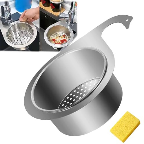 Siebkorb Aus Edelstahl in Schwanenform Für Die Spüle,Siebkorb Spüle,Stainless Steel Swan Sink Strainer Basket,Abnehmbare Sieb Küche Abflussregal,Multifunktionales Spülbecken Organizer (1set)