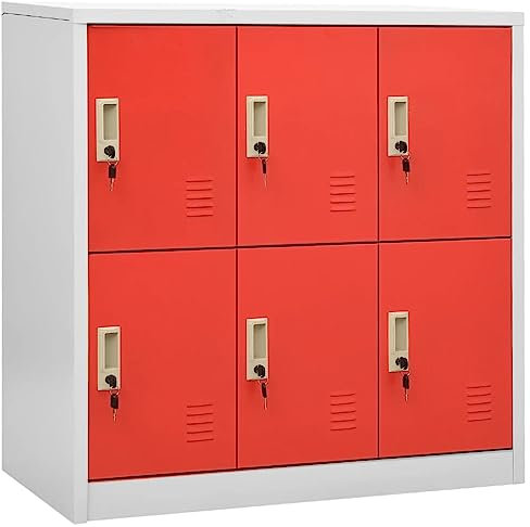 LVHUIDEH Schließfachschränke 2 STK. mit 6 Schließfächern, Fächerschrank, Aufbewahrungsschrank, Spind, Metallschrank, Umkleideschrank, Abschließbare, Robust und Langlebig, 90 x 45 x 92,5 cm Stahl
