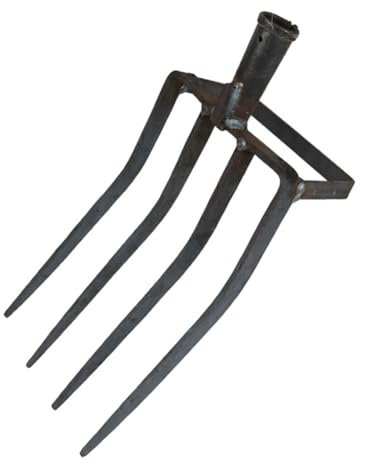 Muuoeou Grande fourche de jardin en métal avec 4 griffes de jardin pour compost, chevaux, fourches à foin