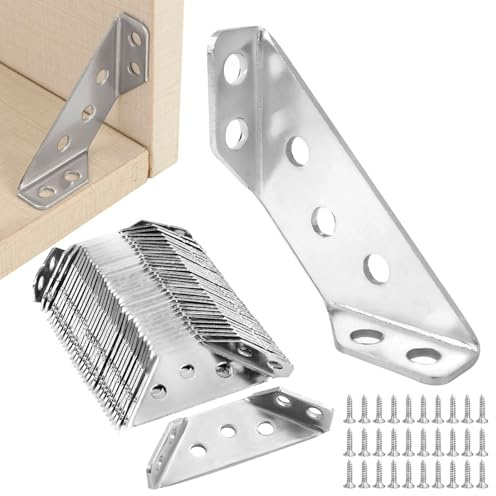 35 Soporte Triangular de Acero Inoxidable,Conector de Esquina para Muebles | Soporte Triangular Escuadra Metalica, Conectores Angulares de Acero Inoxidable, Escuadras Forma de Triángulo