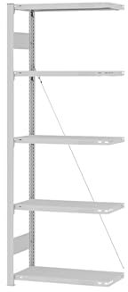 eurokraft | Steckregal | Bauart mittelschwer | einseitig | HxBxT 2000 x 750 x 300 mm | grau | Anbauregal