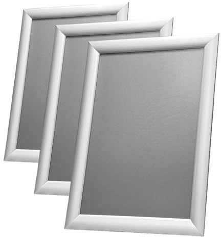 Albyco - A3 Klapprahmen, Klickrahmen, Easy-Click-System - Fotorahmen, Frame, A3 Format - 29,7x42 cm - Profilbreite 25 mm - Aluminium - Entspiegelter Schutzscheibe, Befestigungsmaterial (Packung mit 3)