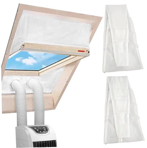 Veesper 90.6″ Portable Air Conditioner Window Seal Kit, Windproof Zippered AC Vent Seal for Window and Wall, Fast-Install Waterproof Tape for Portable AC, Large