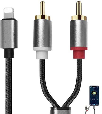 Seefey 1M RCA Jack Compatible i Phone iPad Tablette, Cable RCA Cable Auxiliaire Voiture pour I Phone, Adaptateur Audio Auxiliaire Stéréo pour Amplificateur de Puissance Cinéma Maison Voiture