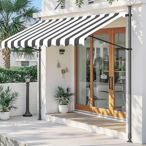 Tenda parasole retrattile – Ombrellone manuale resistente ai raggi UV e impermeabile facile da installare per giardino e bar all'aperto copertura a baldacchino