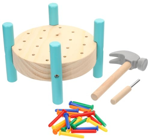 Toddmomy Wooden Hammering Toy Baby Workbench with Colorful Pegs Educational Montessori Nailing Table Hammer Toy for Toddlers Hand-Eye Coordination Activity