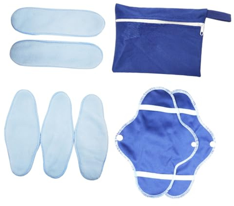 BAZEITFLOW Assorbenti Igienici Lavabili Riutilizzabili Pieghevoli e Portatili Set di 8 in Poliestere Borsa Cerniera per Donne per Uso Post-partum e Viaggi