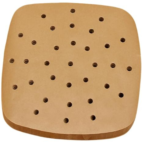 MagiDeal Lot de 100 Feuilles de Papier sulfurisé pour Gril, antiadhésives, résistantes aux Hautes températures, avec Trous de Ventilation Marron, pour friteuse, 18.5 Cm X 18.5 Cm
