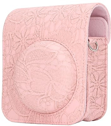 Wakects Instant Camera Carrying Case Vintage 3D Pattern Instant Camera Bag Storage for (Deep Pink Pattern)
