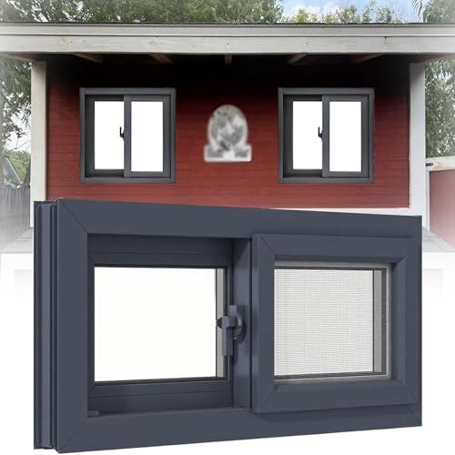 Finestre scorrevoli in lega di alluminio con vetro temperato e zanzariera, finestre di ricambio for case mobili for bagni seminterrati(53.3x38.1cm/21.0x15.0in)
