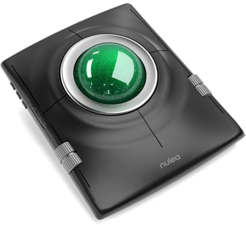 Nulea M512 Kabellose Trackball-Maus, ergonomischer 55-mm-Trackball, einstellbare DPI für präzise Steuerung, kompatibel mit Links- oder Rechtshänder, wiederaufladbar, Multi-Device Bluetooth & 2,4 GHz
